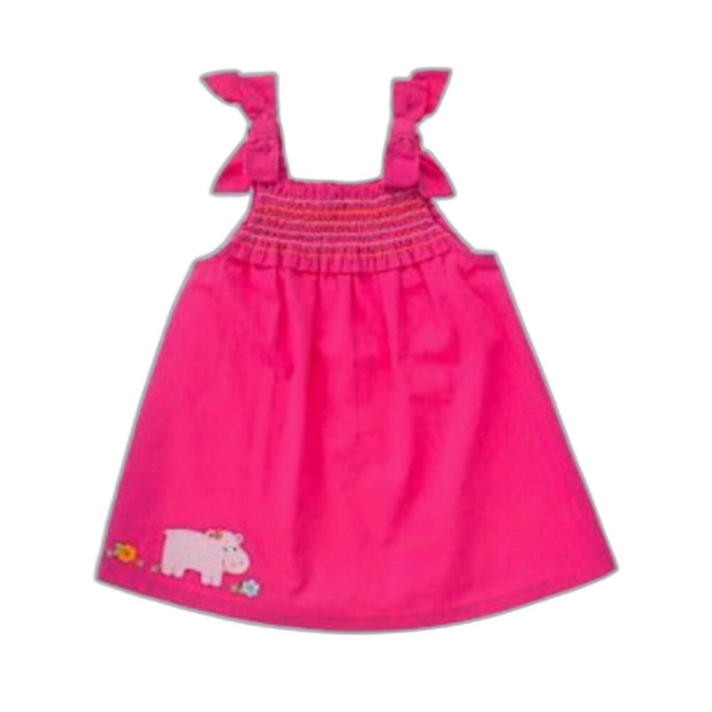 NEW Gymboree girls 12-18 M dress pink smocked sleeveless tank happy hippo bow